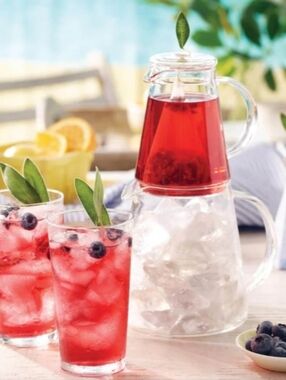 Tea Forte "Tea Over Ice" Pitcher Set Hand Blown Heat Resistant 3 Pc Set Clear